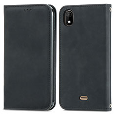 Coque Portefeuille Livre Cuir Etui Clapet S04D pour Wiko Y61 Noir