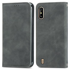 Coque Portefeuille Livre Cuir Etui Clapet S04D pour Wiko Y81 Gris