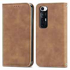 Coque Portefeuille Livre Cuir Etui Clapet S04D pour Xiaomi Mi 10S 5G Marron