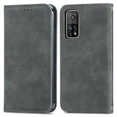 Coque Portefeuille Livre Cuir Etui Clapet S04D pour Xiaomi Mi 10T Pro 5G Gris