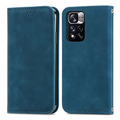 Coque Portefeuille Livre Cuir Etui Clapet S04D pour Xiaomi Mi 11i 5G (2022) Bleu