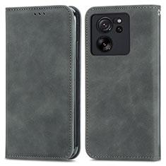 Coque Portefeuille Livre Cuir Etui Clapet S04D pour Xiaomi Mi 13T 5G Gris