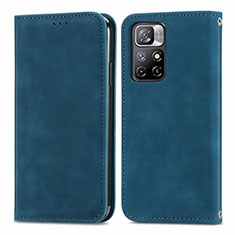 Coque Portefeuille Livre Cuir Etui Clapet S04D pour Xiaomi Poco M4 Pro 5G Bleu