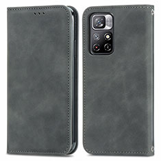 Coque Portefeuille Livre Cuir Etui Clapet S04D pour Xiaomi Poco M4 Pro 5G Gris