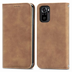 Coque Portefeuille Livre Cuir Etui Clapet S04D pour Xiaomi Poco M5S Marron