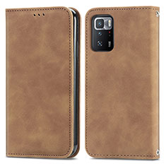 Coque Portefeuille Livre Cuir Etui Clapet S04D pour Xiaomi Poco X3 GT 5G Marron