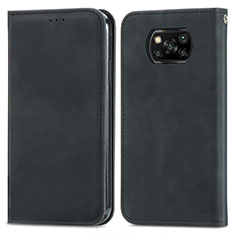 Coque Portefeuille Livre Cuir Etui Clapet S04D pour Xiaomi Poco X3 NFC Noir