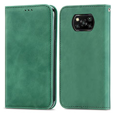 Coque Portefeuille Livre Cuir Etui Clapet S04D pour Xiaomi Poco X3 NFC Vert