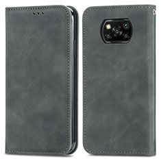 Coque Portefeuille Livre Cuir Etui Clapet S04D pour Xiaomi Poco X3 Pro Gris