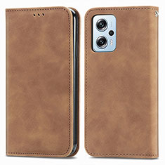 Coque Portefeuille Livre Cuir Etui Clapet S04D pour Xiaomi Poco X4 GT 5G Marron