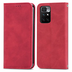 Coque Portefeuille Livre Cuir Etui Clapet S04D pour Xiaomi Redmi 10 (2022) Rouge