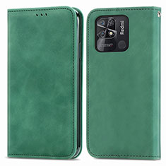 Coque Portefeuille Livre Cuir Etui Clapet S04D pour Xiaomi Redmi 10 India Vert