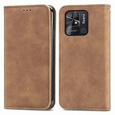 Coque Portefeuille Livre Cuir Etui Clapet S04D pour Xiaomi Redmi 10C 4G Marron