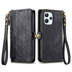 Coque Portefeuille Livre Cuir Etui Clapet S04D pour Xiaomi Redmi 12 4G Noir