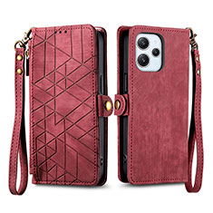 Coque Portefeuille Livre Cuir Etui Clapet S04D pour Xiaomi Redmi 12 4G Rouge