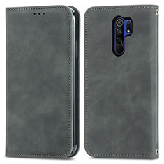 Coque Portefeuille Livre Cuir Etui Clapet S04D pour Xiaomi Redmi 9 Prime India Gris