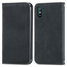 Coque Portefeuille Livre Cuir Etui Clapet S04D pour Xiaomi Redmi 9A Noir