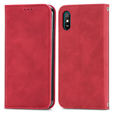 Coque Portefeuille Livre Cuir Etui Clapet S04D pour Xiaomi Redmi 9A Rouge