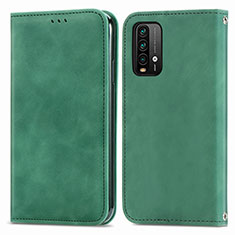 Coque Portefeuille Livre Cuir Etui Clapet S04D pour Xiaomi Redmi 9T 4G Vert