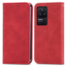 Coque Portefeuille Livre Cuir Etui Clapet S04D pour Xiaomi Redmi K40S 5G Rouge