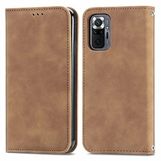 Coque Portefeuille Livre Cuir Etui Clapet S04D pour Xiaomi Redmi Note 10 Pro 4G Marron