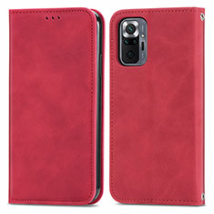 Coque Portefeuille Livre Cuir Etui Clapet S04D pour Xiaomi Redmi Note 10 Pro 4G Rouge