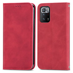 Coque Portefeuille Livre Cuir Etui Clapet S04D pour Xiaomi Redmi Note 10 Pro 5G Rouge