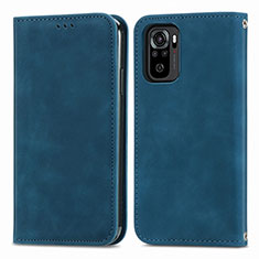 Coque Portefeuille Livre Cuir Etui Clapet S04D pour Xiaomi Redmi Note 10S 4G Bleu