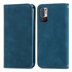 Coque Portefeuille Livre Cuir Etui Clapet S04D pour Xiaomi Redmi Note 10T 5G Bleu