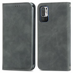 Coque Portefeuille Livre Cuir Etui Clapet S04D pour Xiaomi Redmi Note 10T 5G Gris