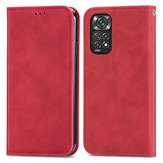 Coque Portefeuille Livre Cuir Etui Clapet S04D pour Xiaomi Redmi Note 11 4G (2022) Rouge