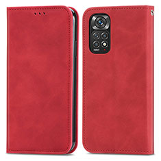 Coque Portefeuille Livre Cuir Etui Clapet S04D pour Xiaomi Redmi Note 11 Pro 4G Rouge