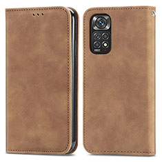 Coque Portefeuille Livre Cuir Etui Clapet S04D pour Xiaomi Redmi Note 11S 4G Marron