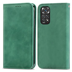 Coque Portefeuille Livre Cuir Etui Clapet S04D pour Xiaomi Redmi Note 11S 4G Vert