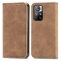 Coque Portefeuille Livre Cuir Etui Clapet S04D pour Xiaomi Redmi Note 11T 5G Marron