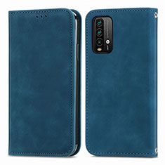 Coque Portefeuille Livre Cuir Etui Clapet S04D pour Xiaomi Redmi Note 9 4G Bleu