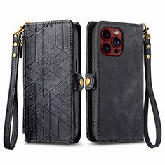 Coque Portefeuille Livre Cuir Etui Clapet S05D pour Apple iPhone 13 Pro Noir