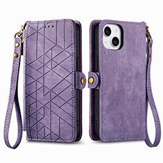 Coque Portefeuille Livre Cuir Etui Clapet S05D pour Apple iPhone 14 Plus Violet