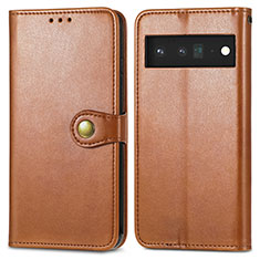 Coque Portefeuille Livre Cuir Etui Clapet S05D pour Google Pixel 6 5G Marron