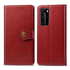 Coque Portefeuille Livre Cuir Etui Clapet S05D pour Huawei P40 Pro Rouge