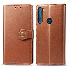 Coque Portefeuille Livre Cuir Etui Clapet S05D pour Motorola Moto One Fusion Plus Marron