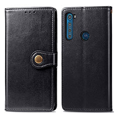 Coque Portefeuille Livre Cuir Etui Clapet S05D pour Motorola Moto One Fusion Plus Noir