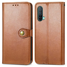 Coque Portefeuille Livre Cuir Etui Clapet S05D pour OnePlus Nord CE 5G Marron