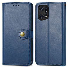 Coque Portefeuille Livre Cuir Etui Clapet S05D pour Oppo Find X5 5G Bleu