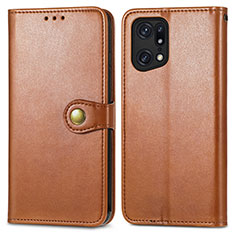 Coque Portefeuille Livre Cuir Etui Clapet S05D pour Oppo Find X5 5G Marron