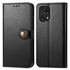 Coque Portefeuille Livre Cuir Etui Clapet S05D pour Oppo Find X5 Pro 5G Noir