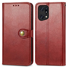 Coque Portefeuille Livre Cuir Etui Clapet S05D pour Oppo Find X5 Pro 5G Rouge