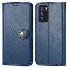 Coque Portefeuille Livre Cuir Etui Clapet S05D pour Oppo Reno6 Pro 5G India Bleu