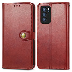 Coque Portefeuille Livre Cuir Etui Clapet S05D pour Oppo Reno6 Pro 5G India Rouge