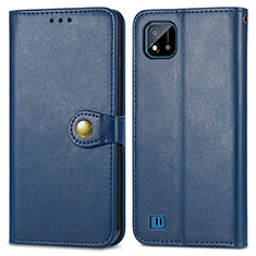 Coque Portefeuille Livre Cuir Etui Clapet S05D pour Realme C20 Bleu